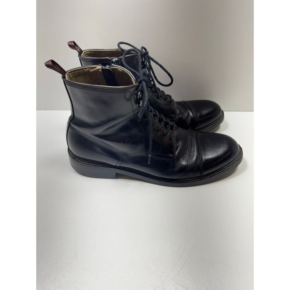 Aston Grey Men’s Sz 10 Biressa Leather Black Boots Side Zip Lace Up Preppy